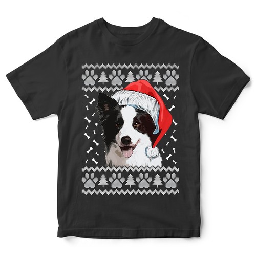 Border collie christmas - border, t