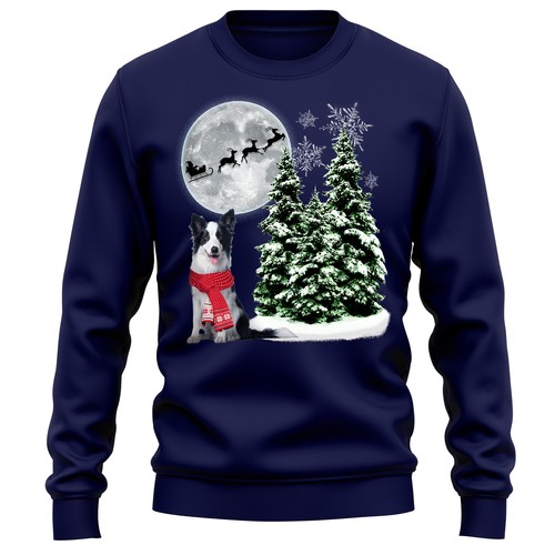 Border collie christmas jumper - border,